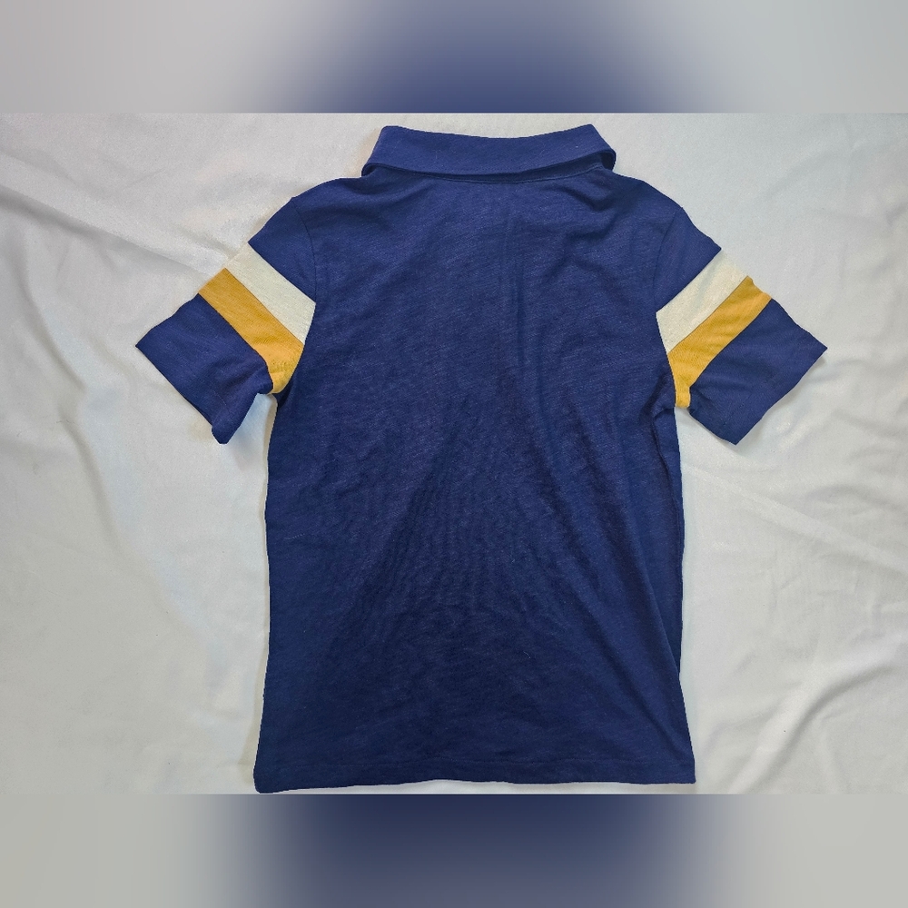 Carter's Navy Polo with Yellow and White Stripes- Size 7 - Picture 6 of 6